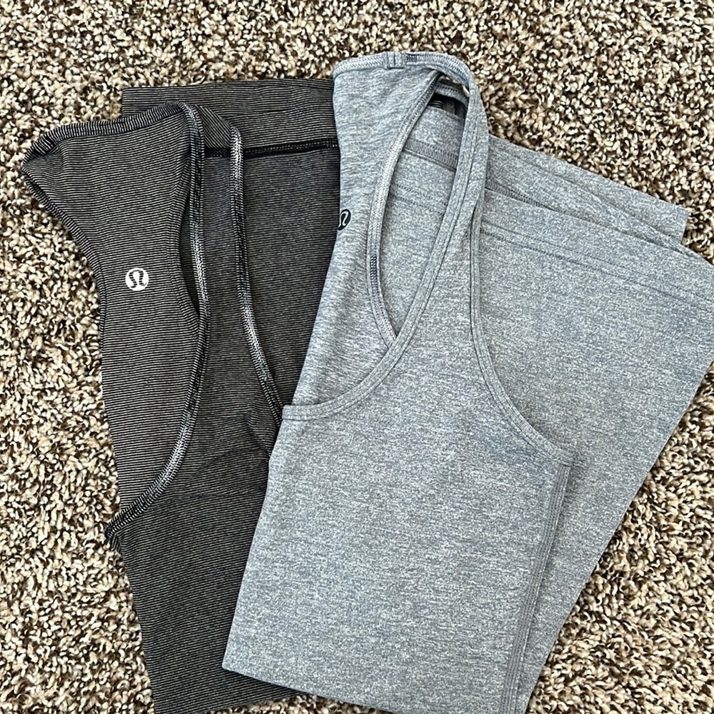 Pair of Lululemon Athletica racer back tank tops size 6. Like new.
